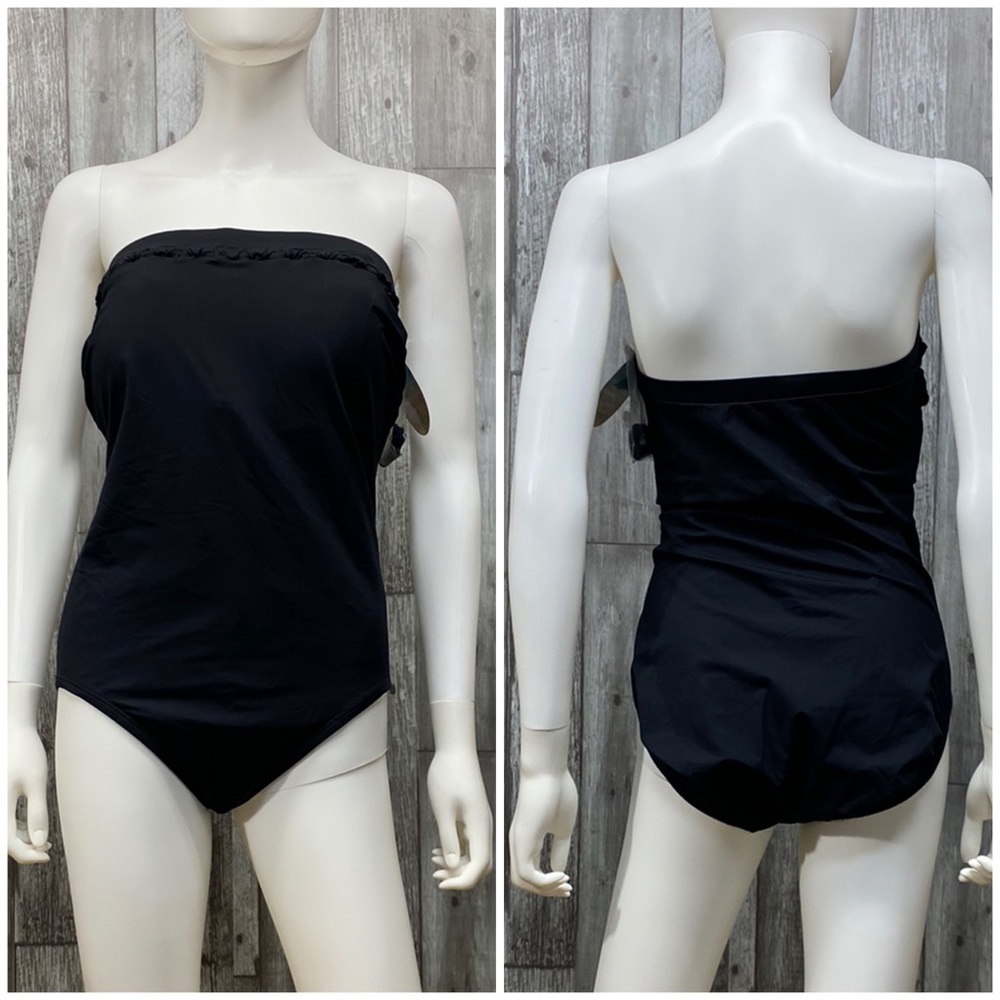 Aqua Soleil Strapless Black Swimsuit [2207] - Picture 2 of 8